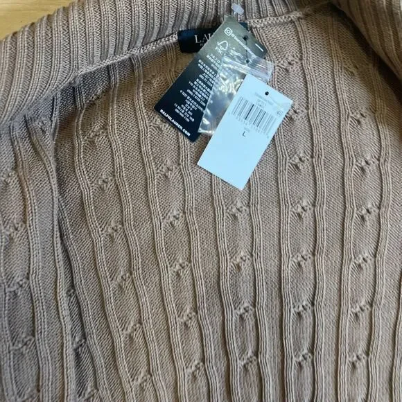 Lauren Ralph Lauren Women's Brown Collar Cardigan Sweater Size L NWT - Picture 7 of 9